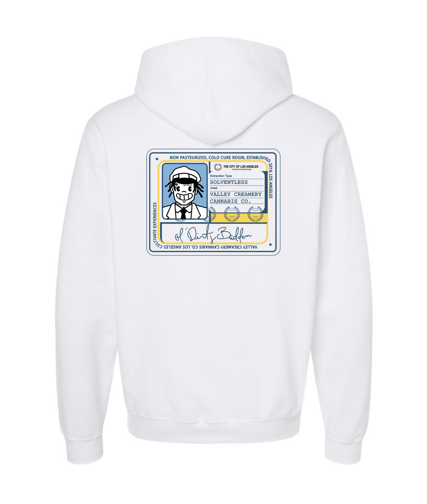 Valley Creamery Cannabis Co. - OL’ Dirty Badder - White Hoodie