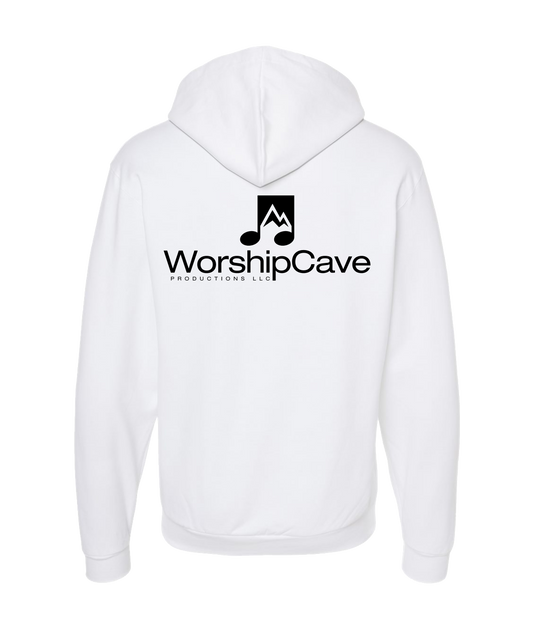WorshipCave Productions LLC - Black Logo - White Zip Up Hoodie