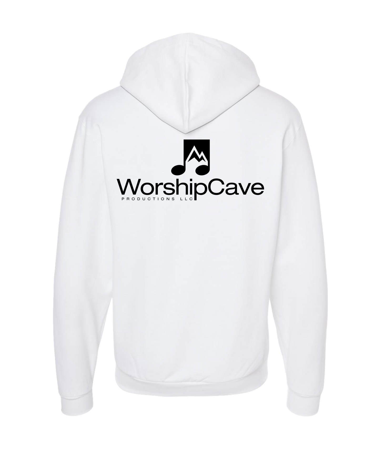 WorshipCave Productions LLC - Black Logo - White Zip Up Hoodie