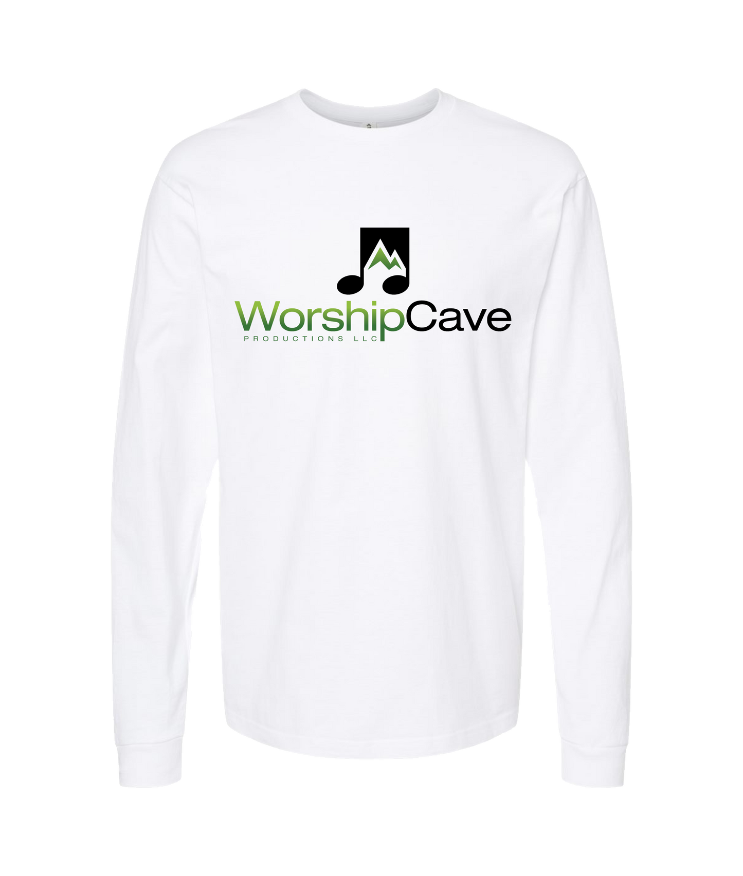 WorshipCave Productions LLC - Colored Logo - White Long Sleeve T