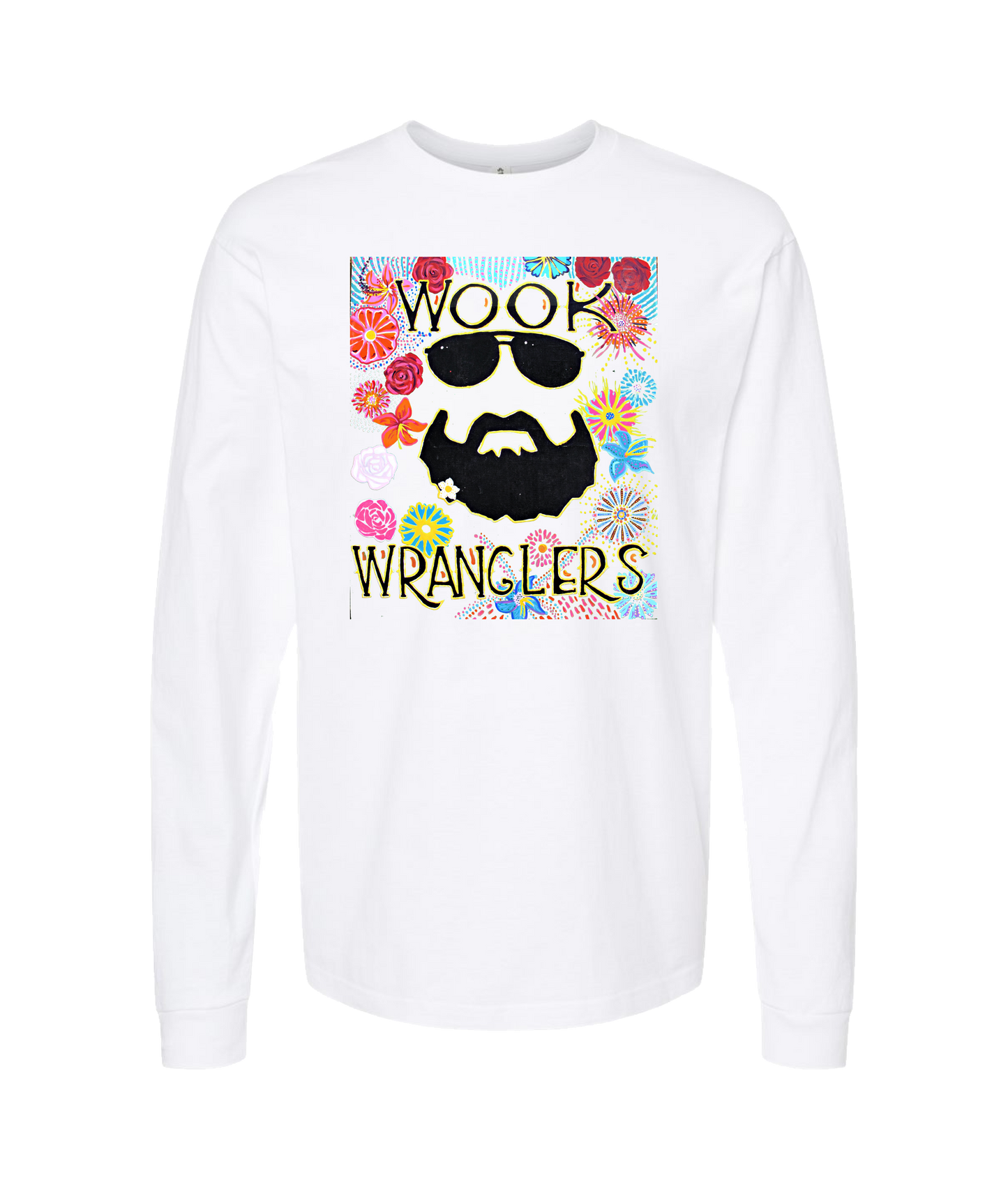 Wook Wranglers - Flowers - White Long Sleeve T